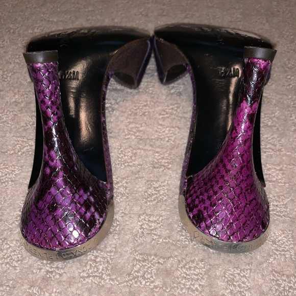 Purple fur snakeskin Donald Pliner slides - Picture 3 of 9